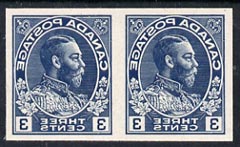 Canada 1928 KG5 3c Admiral design slightly enlarged and reversed in blue horiz pair on thin card, imperf Printing trial essay for the Victory-Kidder machine, some creasing & wrinkles (ex ABNCo archives), stamps on , stamps on  stamps on , stamps on  stamps on  kg5 , stamps on  stamps on 