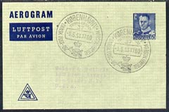Aerogramme - Denmark 1953 60ore Aerogramme (type 10a without control)  with commem cancel, stamps on 