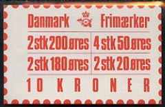 Denmark 1982 Numerals & Margrethe 10kr booklet complete & fine SG SB 100, stamps on xxx