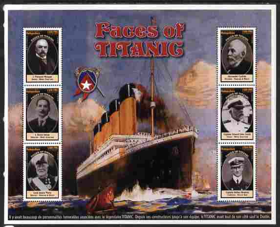 Madagascar 1998 RMS Titanic - Faces of Titanic perf sheetlet containing 6 values unmounted mint. Note this item is privately produced and is offered purely on its themati..., stamps on ships, stamps on disasters