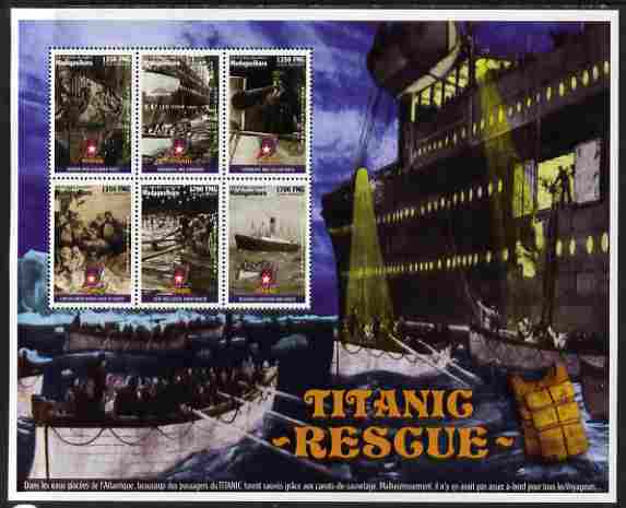 Madagascar 1998 RMS Titanic - The Rescue perf sheetlet containing 6 values unmounted mint. Note this item is privately produced and is offered purely on its thematic appeal , stamps on , stamps on  stamps on ships, stamps on  stamps on disasters