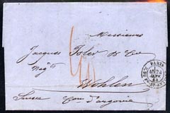 France 1864 entire to Wholen, stamps on 