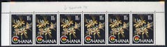 Ghana 1965 New Currency 11p on 11s unmounted mint strip of 6, one stamp with sloping value, stamps on , stamps on  stamps on ghana 1965 new currency 11p on 11s unmounted mint strip of 6, stamps on  stamps on  one stamp with sloping value