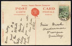 Great Britain 1908 KE7 PPC (Franco-British Exhibition) used bearing KE7 1/2d with fine exhibition cancel