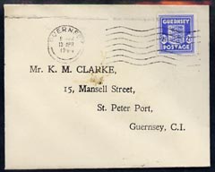 Guernsey 1944 2.5d ult on cover with 2nd day of issue cancel, stamps on , stamps on  stamps on guernsey 1944 2.5d ult on cover with 2nd day of issue cancel