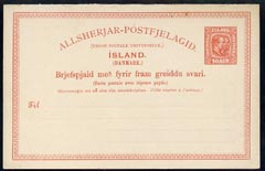 Iceland 10 aur + 10 aur reply paid postal stationery card, stamps on , stamps on  stamps on iceland 10 aur + 10 aur reply paid postal stationery card