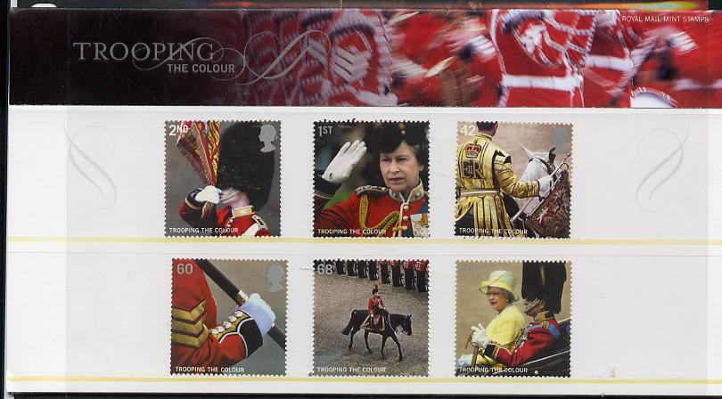 Great Britain 2005 Trooping the Colour perf set of 6 in official presentation pack unmounted mint SG 2540-45, stamps on royalty, stamps on militaria, stamps on horses