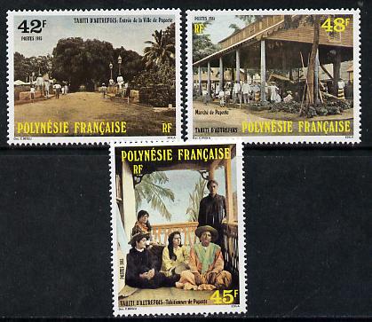 French Polynesia 1985 Tahiti in Olden Days (1st Series) set of 3 unmounted mint, SG 448-50 (gutter pairs pro-rata), stamps on tourism