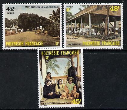 French Polynesia 1985 Tahiti in Olden Days (1st Series) set of 3 unmounted mint, SG 448-50 (gutter pairs pro-rata), stamps on tourism
