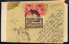 Indian States - Travancore 1918 wrapper bearing various Official stamps, stamps on 