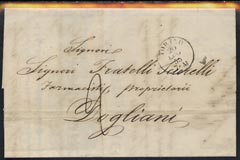 Italy 1855 pre stamp entire with TORINO date stamp, stamps on 