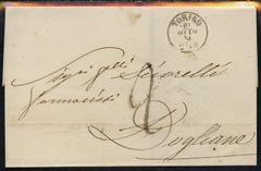 Italy 1856 pre stamp entire with TORINO date stamp, stamps on 