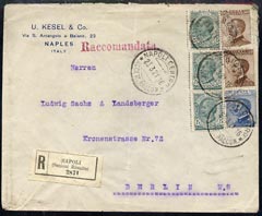 Italy 1916 Naples C reg cover to Berlin, stamps on , stamps on  stamps on italy 1916 naples c reg cover to berlin