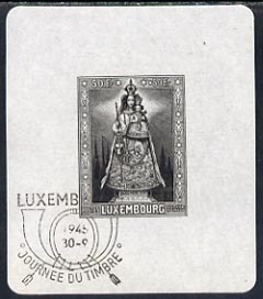 Luxembourg 1945 Our Lady of Luxembourg imperf m/sheet with first day cancel, SG MS468a, stamps on , stamps on  stamps on luxembourg 1945 our lady of luxembourg imperf m/sheet with first day cancel, stamps on  stamps on  sg ms468a