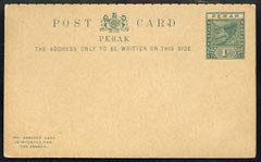 Malaya - Perak 1895c 1c + 1c (Tiger) rely paid card intact and clean, stamps on 