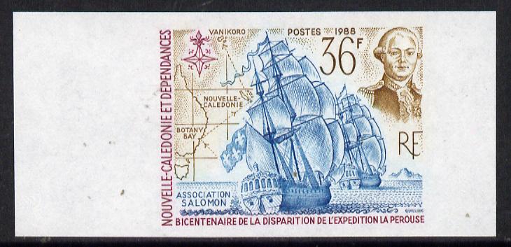 New Caledonia 1988 La P8Erouse's Expedition 36f imperf from limited printing unmounted mint, as SG 823, stamps on , stamps on  stamps on ships    explorers