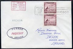 Nauru used in Perth (Western Australia) 1968 Paquebot cover to England carried on SS Arcadia with various paquebot and ships cachets, stamps on , stamps on  stamps on paquebot