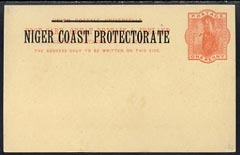 Niger Coast 1890's 1d UPU printed postcard for Great Britain & Ireland opt'd Niger Coast Protectorate, very fineA4, stamps on , stamps on  stamps on niger coast 1890's 1d upu printed postcard for great britain & ireland opt'd niger coast protectorate, stamps on  stamps on  very fine\a4