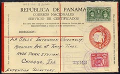 Panama 1941 10c formula reg env used to Chicago additionally franked 1c & 2c, very clean, stamps on , stamps on  stamps on panama 1941 10c formula reg env used to chicago additionally franked 1c & 2c, stamps on  stamps on  very clean