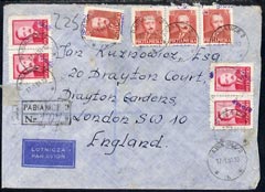 Poland 1951 Registered Groszy cover cancelled PABIANICE 2, stamps on 