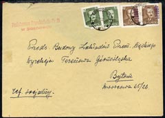 Poland 1950 Cover cancelled SOSNOWIEC 1 (flap missing), stamps on , stamps on  stamps on poland 1950 cover cancelled sosnowiec 1 (flap missing)