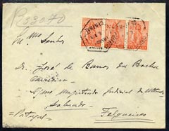 Portugal -Angola 1938 Registered commercial cover to Felgueiras, stamps on 