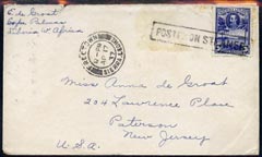 Sierra Leone 1937 cover to USA bearing KG5 3d tied with boxed POSTED ON STEAMER, Freetown cds alongside, stamps on , stamps on  stamps on , stamps on  stamps on  kg5 , stamps on  stamps on 