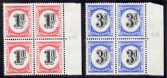 South West Africa 1960 Postage Due set of 2 in unmounted mint blocks of 4, SG D55-56, stamps on , stamps on  stamps on postage due