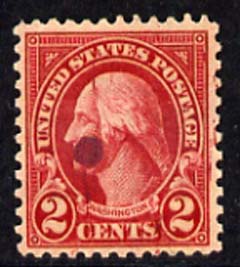 United States 1922 Washington 2c carmine very fine mounted mint single with large ink flaw on portrait, stamps on 