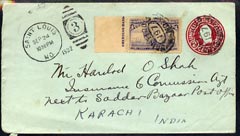 United States 1932 2c p/stat cover St Louis to India bearing additional Colombian Expo 4c, stamps on , stamps on  stamps on united states 1932 2c p/stat cover st louis to india bearing additional colombian expo 4c