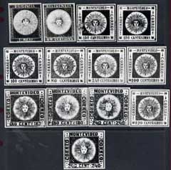 Uruguay 1856-59 photographic prints, twice stamp size, from Sperati