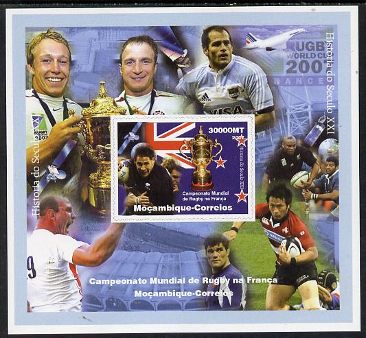 Mozambique 2007 Rugby World Cup #2 imperf souvenir sheet unmounted mint. Note this item is privately produced and is offered purely on its thematic appeal , stamps on sport, stamps on rugby, stamps on concorde, stamps on aviation