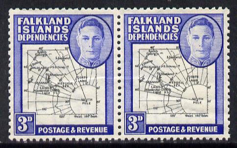 Falkland Islands Dependencies 1946-49 KG6 Thick Maps 3d horiz pair, one stamp with 'Broken Arc' variety unmounted mint, stamps on , stamps on  stamps on , stamps on  stamps on  kg6 , stamps on  stamps on maps  