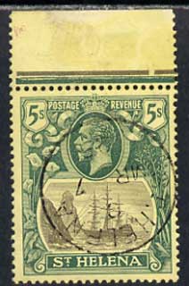 St Helena 1922-37 KG5 Badge MCA 5s fine used marginal with clean cds cancel, SG95, stamps on , stamps on  stamps on , stamps on  stamps on  kg5 , stamps on  stamps on ships, stamps on  stamps on 