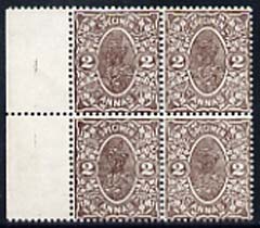 India 1920s 2a sample stamp in unmounted mint block of 4 bearing portait of KG5 and inscribed Specimen, stamps on , stamps on  kg5 , stamps on 