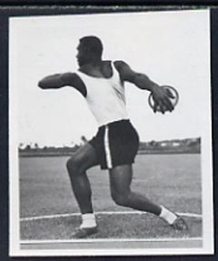 Fiji 1951 Discus Thrower B&W photograph (2 x 2.5 in) as sumitted by the government as suggestion for a new stamp issue, with official h/stamp on reverse, stamps on , stamps on  stamps on fiji 1951 discus thrower b&w photograph (2 x 2.5 in) as sumitted by the government as suggestion for a new stamp issue, stamps on  stamps on  with official h/stamp on reverse