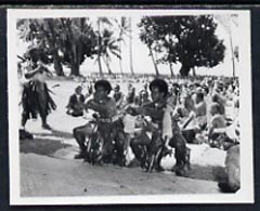 Fiji 1951 Dance Festival B&W photograph (2.5 x 2.0 in) as sumitted by the government as suggestion for a new stamp issue, with official h/stamp on reverse, stamps on , stamps on  stamps on fiji 1951 dance festival b&w photograph (2.5 x 2.0 in) as sumitted by the government as suggestion for a new stamp issue, stamps on  stamps on  with official h/stamp on reverse