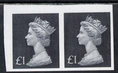 Great Britain 1972-96 Machin £1 grey-black unmounted mint imperf pair, stamps on 