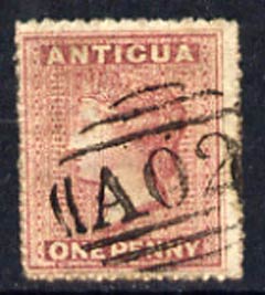 Antigua 1863 QV 1d dull rose with fine A02 cancel, stamps on , stamps on  stamps on , stamps on  stamps on  qv , stamps on  stamps on 