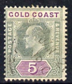 Gold Coast 1902 KE7 Crown CA 5s used with light cds cancel SG46, stamps on , stamps on  ke7 , stamps on 