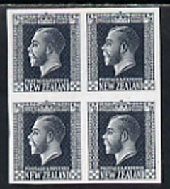 New Zealand 1915 KG5 1/2d imperf proof block of 4 in bluish-grey on thin card, stamps on , stamps on  stamps on , stamps on  stamps on  kg5 , stamps on  stamps on 