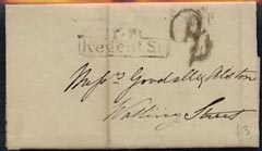 Great Britain 1828 pre stamp entire with boxed Regent St, stamps on , stamps on  stamps on great britain 1828 pre stamp entire with boxed regent st