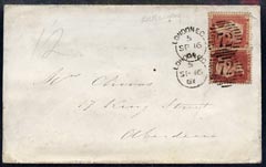 Great Britain 1861 cover to Aberdeen bearing 2 x 1d stars cancelled London 72, stamps on , stamps on scots, stamps on scotland