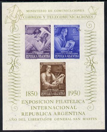 Argentine Republic 1950 Philatelic Exhibition m/sheet (SG MS 825a) unmounted mint, stamps on , stamps on  stamps on stamp on stamp, stamps on stamp exhibitions, stamps on posthorn , stamps on  stamps on stamponstamp