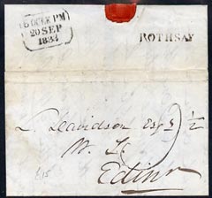 Great Britain 1833 pre stamp entire to Edinburgh with fine straight line ROTHSAY in black, stamps on , stamps on  stamps on , stamps on  stamps on scots, stamps on  stamps on scotland