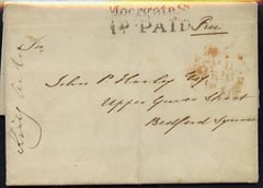 Great Britain 1841 unstamped entire to London with Moorgate St/ 1d Paid, stamps on , stamps on  stamps on great britain 1841 unstamped entire to london with moorgate st/ 1d paid