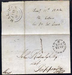 Great Britain 1844 unstamped entire to Hall endorsed 'paid' with Halifax & Huddersfield markings, stamps on , stamps on  stamps on great britain 1844 unstamped entire to hall endorsed 'paid' with halifax & huddersfield markings