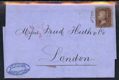 Great Britain 1853 wrapper to London bearing 1d stars perf 14, stamps on 