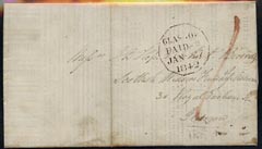 Great Britain 1842 printed entire to Glasgow, reverse shows boxed Glasgow/ 27 Jan 1842/ 12-Noon, stamps on , stamps on  stamps on , stamps on  stamps on scots, stamps on  stamps on scotland