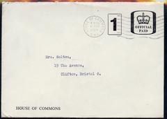 Great Britain 1969 Official Paid cover from House of Commons, stamps on 
